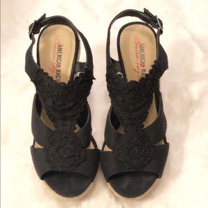 American Rag black wedges